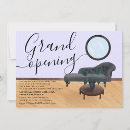 paarse illustratie schoonheidssalon grote opening kaart