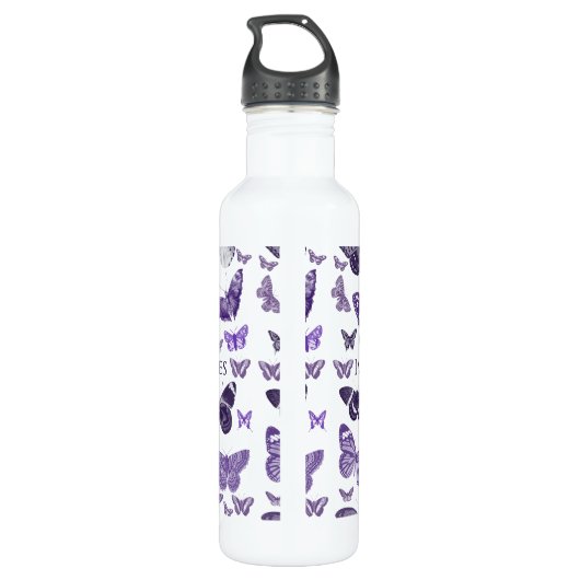 Paarse Imagine vlinders Waterfles (Achterkant)