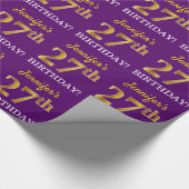 Paarse, imitatie Gold look "27e BIRTHDAY" Cadeaupapier (Hoek)
