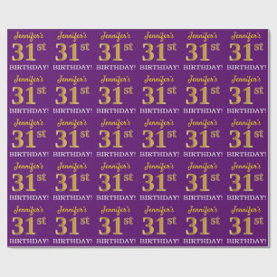 Paarse, imitatie Gold look "31ste BIRTHDAY" Cadeaupapier
