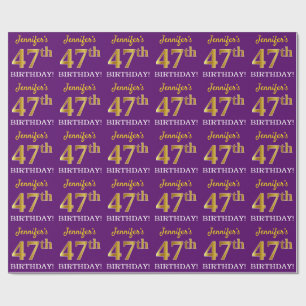 Paarse, imitatie Gold look "47e BIRTHDAY" Cadeaupapier