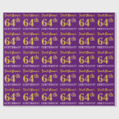 Paarse, imitatie Gold look "64e BIRTHDAY" Cadeaupapier (Vlak)