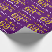 Paarse, imitatie Gold look "68e BIRTHDAY" Cadeaupapier (Hoek)