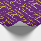 Paarse, imitatie Gold look "72e BIRTHDAY" Cadeaupapier (Hoek)