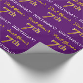 Paarse, imitatie Gold look "7e BIRTHDAY" Cadeaupapier (Hoek)