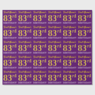 Paarse, imitatie Gold look "83e BIRTHDAY" Cadeaupapier