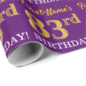 Paarse, imitatie Gold look "83e BIRTHDAY" Cadeaupapier (Rol Hoek)