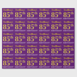 Paarse, imitatie Gold look "85th BIRTHDAY" Cadeaupapier