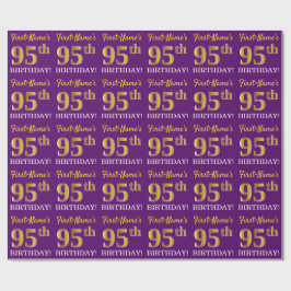 Paarse, imitatie Gold look "95th BIRTHDAY" Cadeaupapier