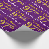 Paarse, imitatie Gold look "97th BIRTHDAY" Cadeaupapier (Hoek)