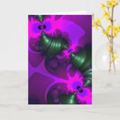 Paarse Imp – Violet en Magenta linten Kaart (Gele Bloem)