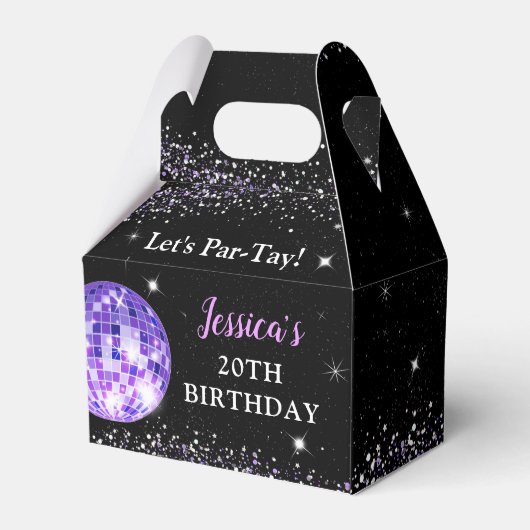 Paarse in haar verjaardagsfeestje bedankdoosjes (Voorkant Zijde)