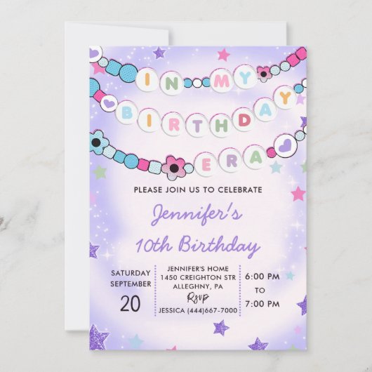 Paarse in mijn verjaardagstijdperk vriendschapsarm kaart (Voorkant)