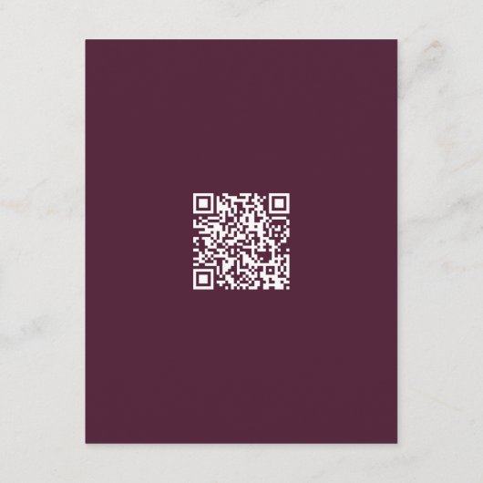 Paarse & Indigo Bloemen QR Code Trouwgegevens Informatiekaartje (Achterkant)