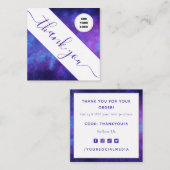 Paarse Indigo Cosmic Galaxy Night Logo Dank u Vierkante Visitekaartje (Voorkant / Achterkant)