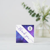 Paarse Indigo Cosmic Galaxy Night Logo Dank u Vierkante Visitekaartje (Staand voorkant)