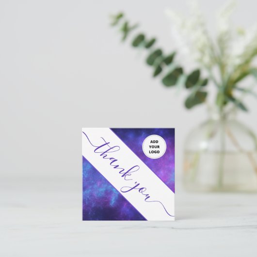 Paarse Indigo Cosmic Galaxy Night Logo Dank u Vierkante Visitekaartje (Staand voorkant)