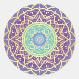 Paarse Indigo Gold Turquoise Mandala Bohemian Ronde Sticker