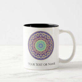 Paarse Indigo Goud Turquoise Mandala Metafysisch Tweekleurige Koffiemok