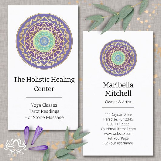 Paarse Indigo Goud Turquoise Mandala Metafysisch Visitekaartje
