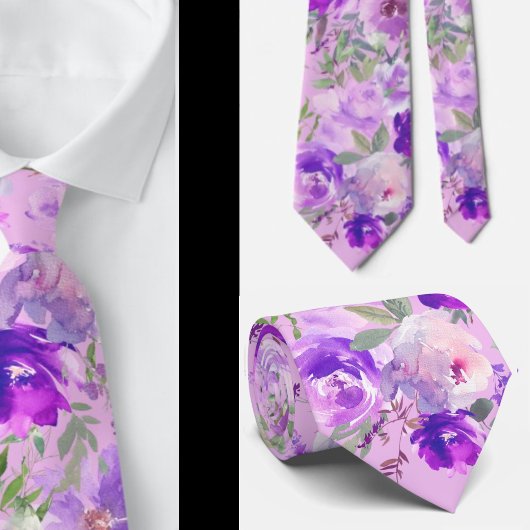 Paarse Indigo Lavendel Rozen Bloemenhalsdas Stropdas