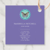 Paarse Indigo Vlinder Mystiek Mandala Turquoise Bedankjes Labels (Achterkant)