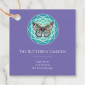 Paarse Indigo Vlinder Mystiek Mandala Turquoise Bedankjes Labels (Voorkant)