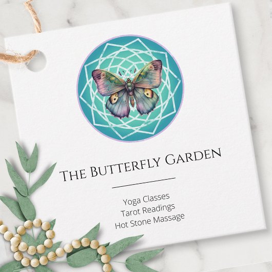 Paarse Indigo Vlinder Mystiek Mandala Turquoise Bedankjes Labels