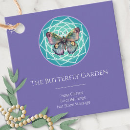 Paarse Indigo Vlinder Mystiek Mandala Turquoise Bedankjes Labels