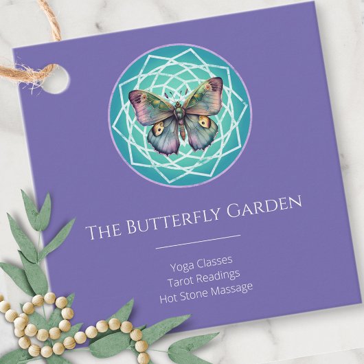 Paarse Indigo Vlinder Mystiek Mandala Turquoise Bedankjes Labels