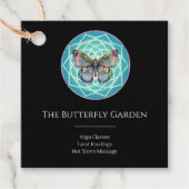 Paarse Indigo Vlinder Mystiek Mandala Turquoise Bedankjes Labels (Voorkant)