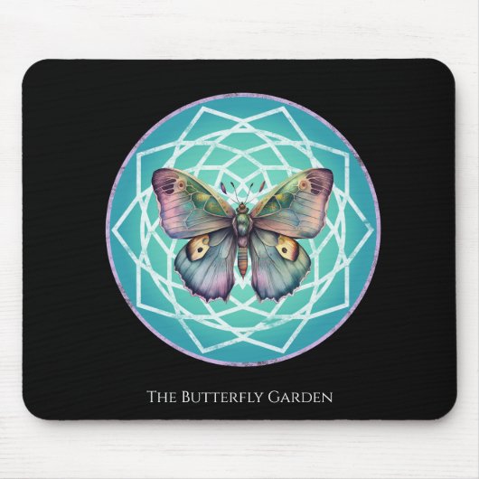 Paarse Indigo Vlinder Mystiek Mandala Turquoise Muismat (Voorkant)