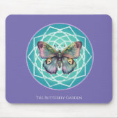 Paarse Indigo Vlinder Mystiek Mandala Turquoise Muismat (Voorkant)