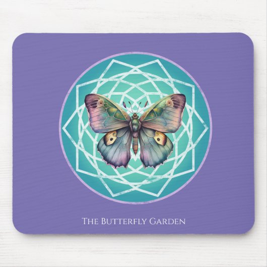 Paarse Indigo Vlinder Mystiek Mandala Turquoise Muismat (Voorkant)