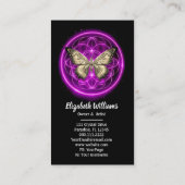 Paarse Indigo Vlinder Mystiek Mandala Turquoise Visitekaartje (Achterkant)