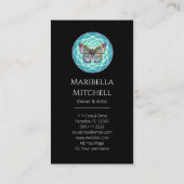 Paarse Indigo Vlinder Mystiek Mandala Turquoise Visitekaartje (Achterkant)