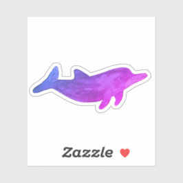 Paarse Indigo Waterverf Dolfijn Sticker