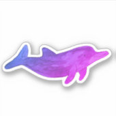 Paarse Indigo Waterverf Dolfijn Sticker (Voorkant)