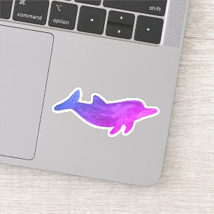 Paarse Indigo Waterverf Dolfijn Sticker