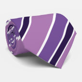 Paarse Indigo Witte Diagonale Candy Strepen Gestre Stropdas (Opgerold)