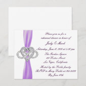 Paarse Infinity Hart repetitie diner uitnodiging (Voorkant / Achterkant)