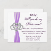 Paarse Infinity Heart Bridesmaid Kaart (Voorkant / Achterkant)