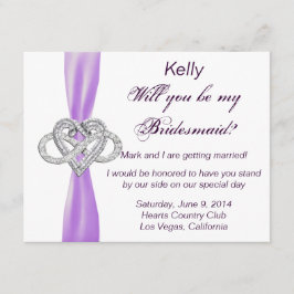 Paarse Infinity Heart Bridesmaid Kaart