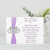 Paarse Infinity Heart bruiloft uitnodiging (Staand voorkant)
