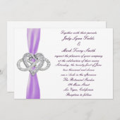 Paarse Infinity Heart bruiloft uitnodiging (Voorkant / Achterkant)