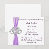 Paarse Infinity Heart Engagement Party Uitnodiging (Voorkant / Achterkant)