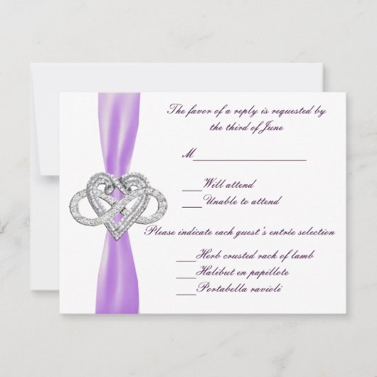 Paarse Infinity Heart Response Kaart (Voorkant)