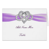 Paarse infinity Heart Weddentable Place Card (Voorkant Horizontaal)