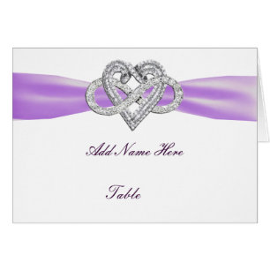 Paarse infinity Heart Weddentable Place Card