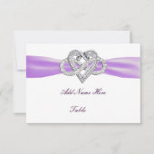 Paarse infinity Heart Weddentable Place Card Kaart (Voorkant)